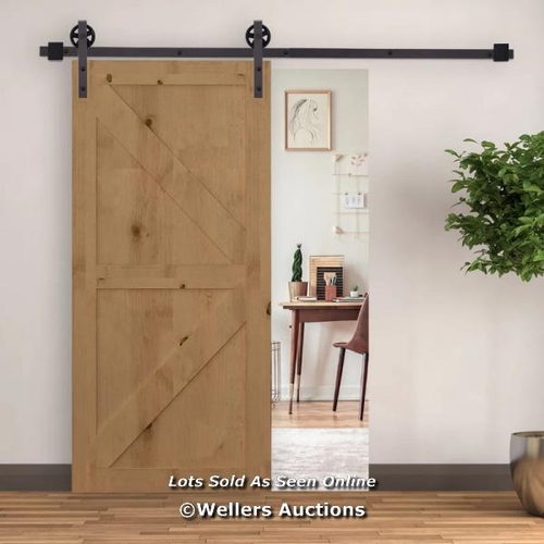 8251 - HOMCOM 6FT MODERN SINGLE SLIDING BARN DOOR TRACK KIT SET CLOSET HARDWARE FOR SINGLE WOODEN DOOR / AP... 