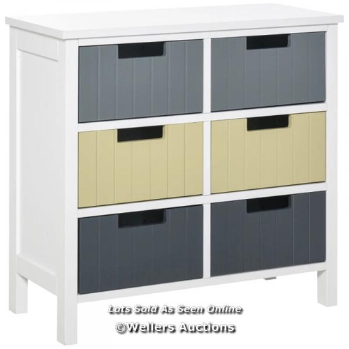 8271 - HOMCOM 6 DRAWER STORAGE TOWER, DRESSER CHEST WITH WOOD TOP, ORGANIZER UNIT FOR CLOSETS BEDROOM NURSE... 