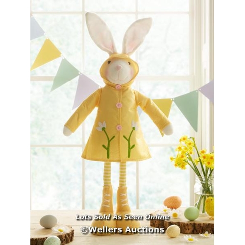 8277 - 70CM STANDING BUNNY IN RAIN COAT SPRING/ / NEW, OPEN BOX