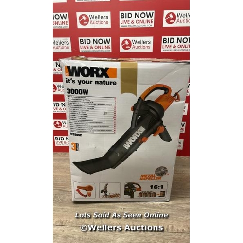 8288 - WORX WG505E 3000W�TRIVAC BLOWER/MULCHER/VACUUM / NEW, OPEN BOX