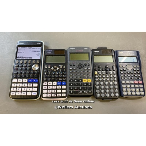 9594 - X5 CALCULATORS INCL. CASIO FX-CG50, FX-991CW, FX-83GTX, FX-991EX AND HELIX OXFORD OX-240