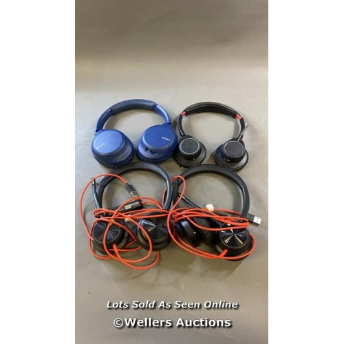 9618 - X1 SONY WH-CH710N, X1 PLATRONICS B825 HEADSET AND X2 PLATRONICS BW8225-M HEADSET