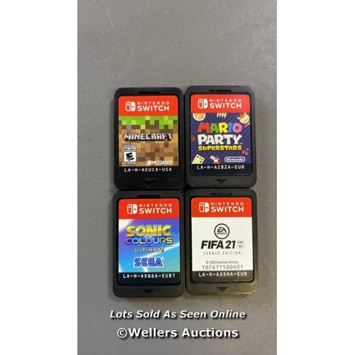 9708 - X4 NINTENDO SWITCH GAME CARDS INCL. FIFA 21, MINECRAFT, MARIO PARTY SUPERSTARS AND SONIC COLOURS ULT... 