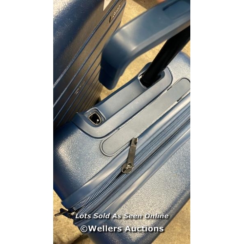 2248 - ROCK NOVO NAVY 4PC. LUGGAGE SET / SMALL AND MEDIUM CASES DAMAGED / OTHER TWO CASES SIGNS OF USE / CO... 