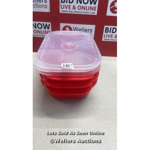 3029 - MICROWAVE FOOD CONTAINERS SET 900ML | STEAM RELEASE VENT | DISHWASHER & FREEZER SAFE | RED / APPEARS... 