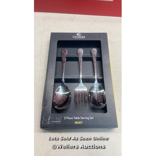 3032 - VINERS SELECT 3 PIECE 18/0 SILVER STAINLESS STEEL SERVING UTENSILS GIFT BOX / MINIMAL SIGNS OF USE /... 