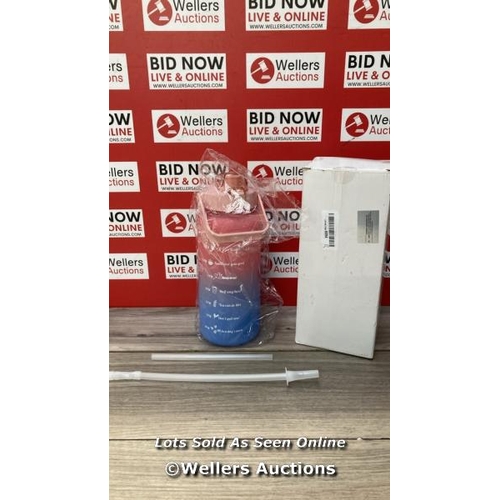 3039 - 3 PCS WATER BOTTLES WITH STRAW, 300ML 900ML 2000ML / NEW OPEN BOX / H9