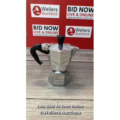 3060 - BIALETTI MOKA EXPRESS ALUMINIUM STOVETOP COFFEE MAKER, SILVER, 1 CUP / APPEARS NEW OPEN BOX / SEE IM... 