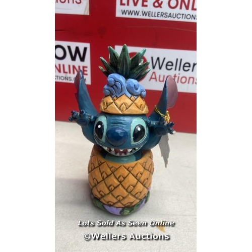 3086 - DISNEY TRADITIONS STITCH IN A PINEAPPLE FIGURINE / APPEARS NEW / MISSING FINGER / SEE IMAGES / H13