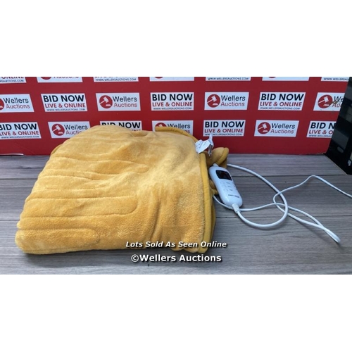 3100 - DREAMCATCHER GOLD ELECTRIC HEATED THROW BLANKET 160 X 120CM, MACHINE WASHABLE SOFT FLEECE OVERBLANKE... 