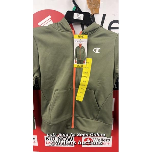 103 - CHILDRENS NEW CHAMPION FULL ZIP HOODY / 7-8YRS