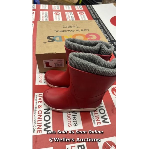 123 - CHILDRENS NEW TERM SOCK LINNED WELLIES / UK 1-2 / WORN IN SHOP