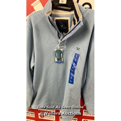 94 - GENTS NEW CREW CLOTHING QTR. ZIP SWEATSHIRT / L