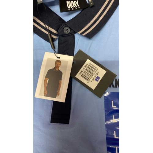 6027 - 8X GENTS NEW DKNY GOLF POLO SHIRTS / L / B26