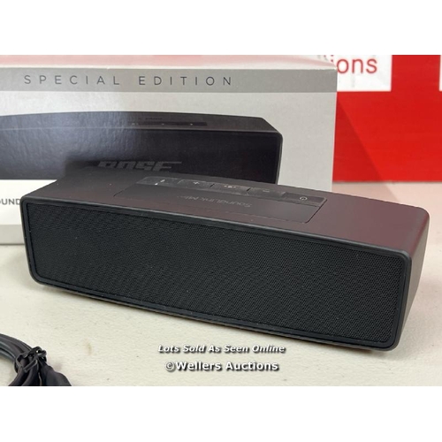 1002 - BOSE SOUNDLINK MINI 2 SE SPEAKER / POWERS UP & CONNECTS VIA BLUETOOTH WITH SOUND / MINIMAL SIGNS OF ... 