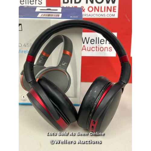 1004 - SENNHEISER HD 458BT WIRELESS HEADPHONES / POWERS UP BUT DOESN'T HOLD CHARGE / SIGNS OF USE / NOT FUL... 