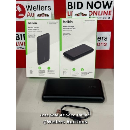 1014 - BELKIN POWERBANKS 2PK     / ONE APPEARS NEW & SEALED, THE OTHER POWERS UP / MINIMAL SIGNS OF USE