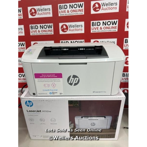 1016 - HP LASERJET MONOCHROME M110WE HP+ ENABLED WIRELESS PRINTER / POWERS UP / MINIMAL SIGNS OF USE / NOT ... 