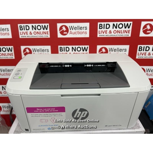 1016 - HP LASERJET MONOCHROME M110WE HP+ ENABLED WIRELESS PRINTER / POWERS UP / MINIMAL SIGNS OF USE / NOT ... 