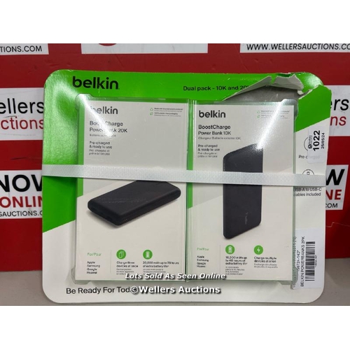 1022 - BELKIN POWERBANKS 2PK     / APPEARS NEW DAMAGED OUTER BOX