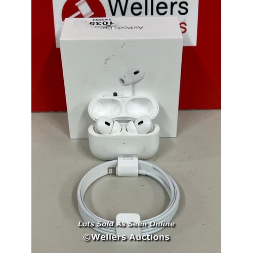 1035 - APPLE AIRPODS PRO (2ND GEN) / MQD83ZM/A / MAGSAFE CHARGING CASE WITH LANYARD LOOP / POWERS UP & CONN... 