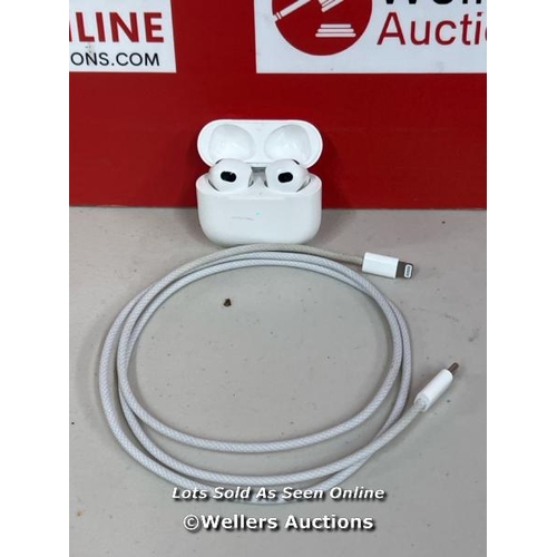 1040 - APPLE AIRPODS (3RD GEN) WITH LIGHTNING CHARGING CASE, MPNY3ZM/A / POWERS UP & CONNECTS VIA BLUETOOTH... 