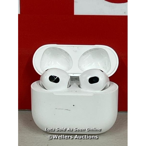 1040 - APPLE AIRPODS (3RD GEN) WITH LIGHTNING CHARGING CASE, MPNY3ZM/A / POWERS UP & CONNECTS VIA BLUETOOTH... 