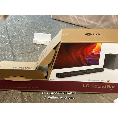 1057 - LG SN5, 2.1 CH, 400W, SOUNDBAR AND WIRELESS SUBWOOFER WITH BLUETOOTH AND DTS:X, SN5.DGBRLLK         ... 