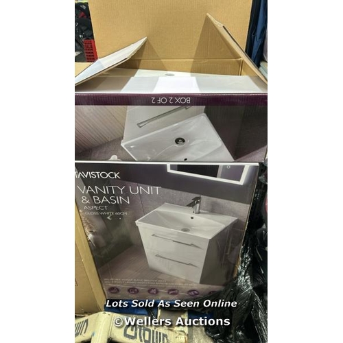 984 - TAVISTOCK ASPECT SINK AND VANITY SET / VANITY UNIT NEW AND SEALED, SINK CRACKED