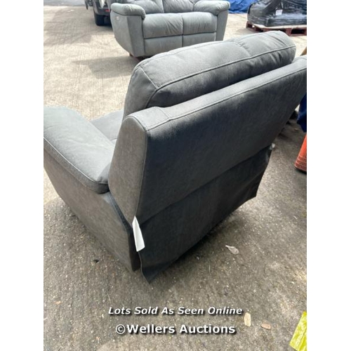 987 - KUKA JUSTIN GREY FABRIC POWER RECLINING ARMCHAIR / MINIMAL SIGNS OF USE