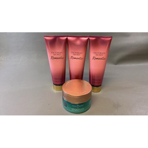 9697 - X3 VICTORIA'S SECRET ROMANTIC FRAGRANCE LOTION 236ML AND X1 THE RITUAL OF KARMA SOFTENING BODY SCRUB