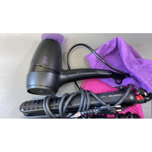 9709 - X5 HAIR STRAIGHTENERS INCL. GHD AND KARL LAGERFELD AND X1 GHD HAIR DRYER