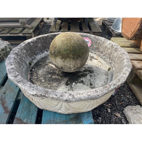 1020 - A RECONSTITUTED STONE PLANTER WITH REMOVABLE STONE BALL, 72CM (DIA) / ALL LOTS ARE LOCATED IN SL0 9L... 