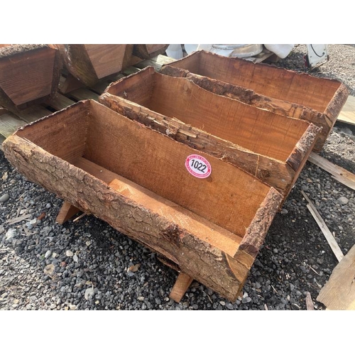 1022 - THREE WOODEN PLANTERS, 34CM (H) X 88CM (W) X 35CM (D) / ALL LOTS ARE LOCATED IN SL0 9LG, REGRETFULLY... 