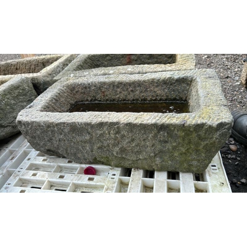1035 - TWO SMALL GRANITE TROUGHS, BOTH APPROX 15CM (H) X 50CM (L) X 29CM (D) / ALL LOTS ARE LOCATED IN SL0 ... 