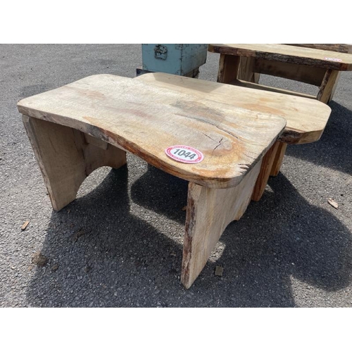 1044 - TWO WOODEN STOOLS, LONGEST 49CM (H) X 90CM (L) / ALL LOTS ARE LOCATED IN SL0 9LG, REGRETFULLY WE DO ... 