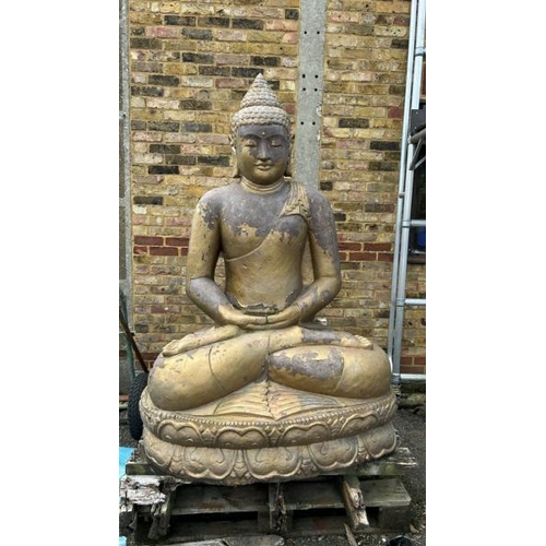 1072 - A LARGE STONE SEATED BUDDHA, 180CM (H) X 110CM (W) / ALL LOTS ARE LOCATED IN SL0 9LG, REGRETFULLY WE... 