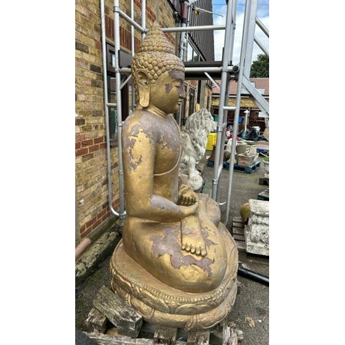 1072 - A LARGE STONE SEATED BUDDHA, 180CM (H) X 110CM (W) / ALL LOTS ARE LOCATED IN SL0 9LG, REGRETFULLY WE... 