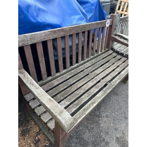 1084 - A WOODEN GARDEN BENCH, 82CM (H) X 150CM (W) X 51CM (D) / ALL LOTS ARE LOCATED IN SL0 9LG, REGRETFULL... 