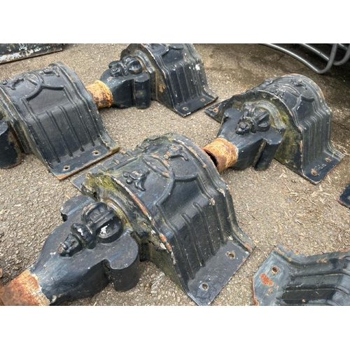 1100 - SEVEN MATCHING CAST IRON HOPPERS, 50CM (H) X 52CM (W) / ALL LOTS ARE LOCATED IN SL0 9LG, REGRETFULLY... 