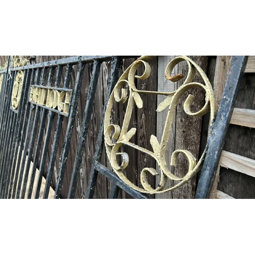 1102 - A SET OF ORNATE DRIVEWAY GATES, 'EWELL LODGE', EACH SECTION APPROX 283CM (W) X 183CM AT HIGHEST POIN... 