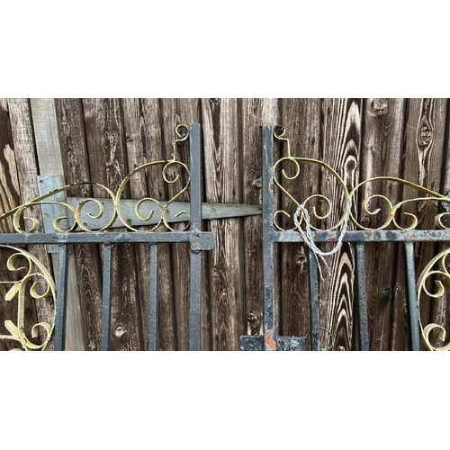 1102 - A SET OF ORNATE DRIVEWAY GATES, 'EWELL LODGE', EACH SECTION APPROX 283CM (W) X 183CM AT HIGHEST POIN... 