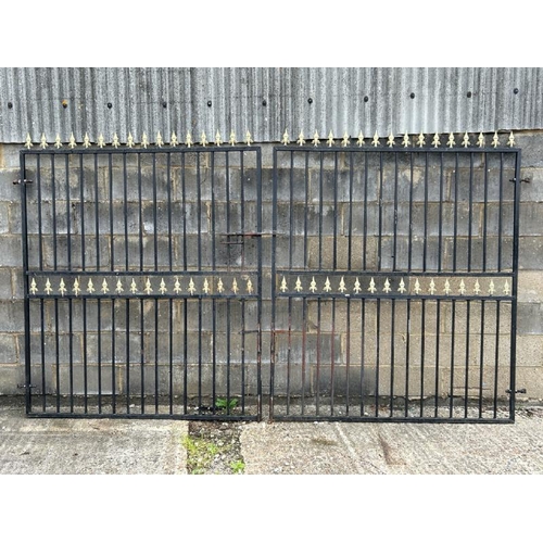 1103 - A SET OF ORNATE DRIVEWAY GATES WITH SPEAR POINT DETAILING, EACH SECTION APPROX 190CM (H) X 159CM (W)... 