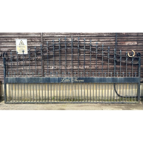 1105 - ORNATE DRIVEWAY GATE, BOTH SECTIONS HAVE BEEN WELDED TOGETHER FOR DISPLAY PURPOSES, 'LITTLE THORNS',... 