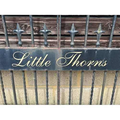 1105 - ORNATE DRIVEWAY GATE, BOTH SECTIONS HAVE BEEN WELDED TOGETHER FOR DISPLAY PURPOSES, 'LITTLE THORNS',... 