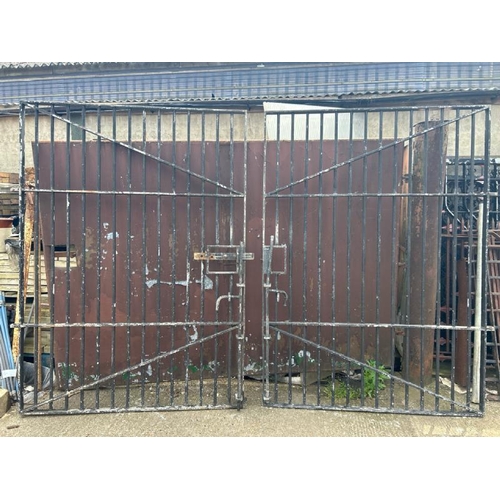 1106 - A PAIR OF HEAVY CAST IRON ENTRY DOORS, TOGETHER WITH BOLTS AND FIXINGS, 211CM (H) X 151CM (W) / ALL ... 