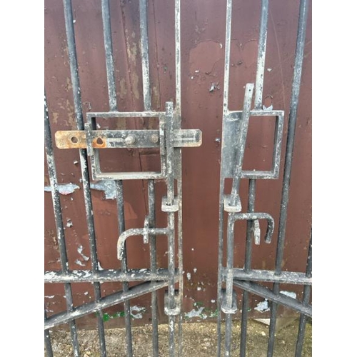 1106 - A PAIR OF HEAVY CAST IRON ENTRY DOORS, TOGETHER WITH BOLTS AND FIXINGS, 211CM (H) X 151CM (W) / ALL ... 