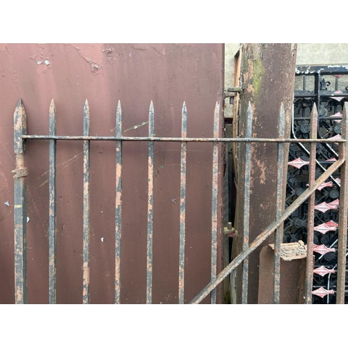 1108 - FIVE MATCHING SECTIONS OF CAST IRON WALL RAILING AND ONE OTHER, FROM AN OLD CHURCH YARD, WITH POINTE... 