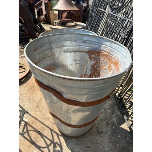 1119 - TWO LARGE GALVANISED BUCKETS, LARGEST 85CM (H) X 70CM (DIA) / ALL LOTS ARE LOCATED IN SL0 9LG, REGRE... 