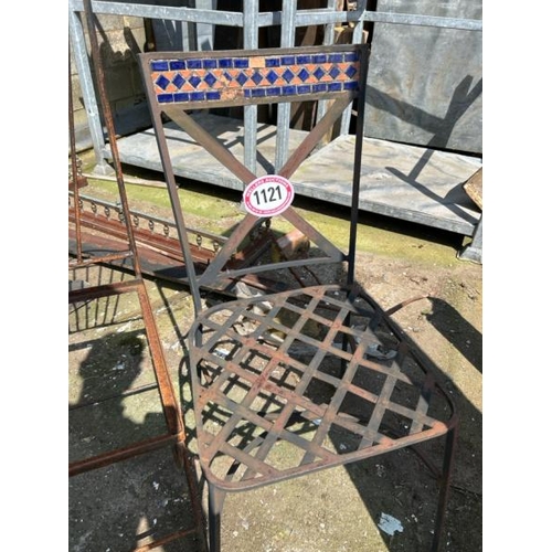 1121 - TWO WROUGHT IRON OUTDOOR CHAIRS, TALLEST 113CM (H) / ALL LOTS ARE LOCATED IN SL0 9LG, REGRETFULLY WE... 